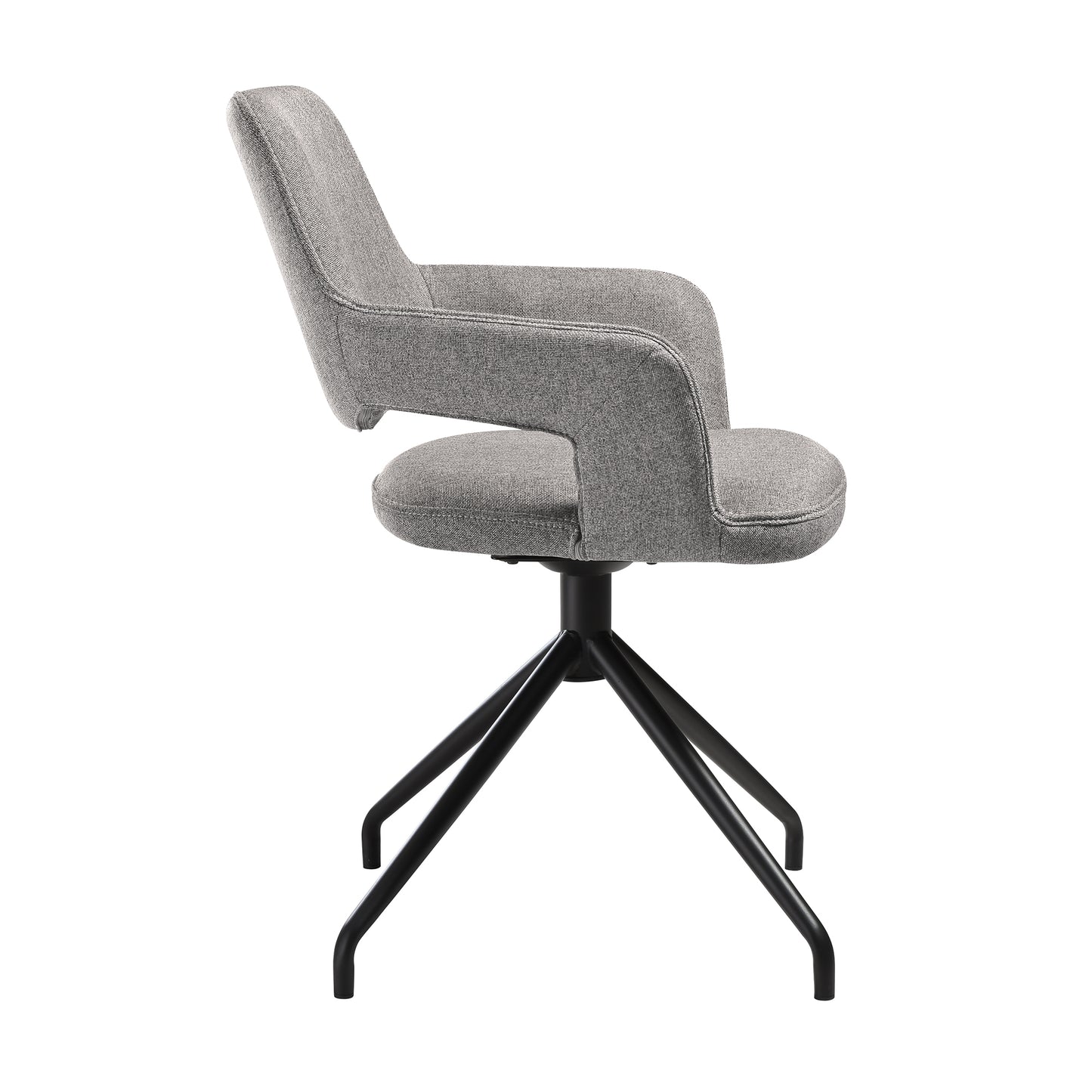 Penny Swivel Upholstered Dining Chair in Gray Fabric with Black Metal Legs - Set of 2 By Armen Living | Dining Chairs | Modishstore - 6