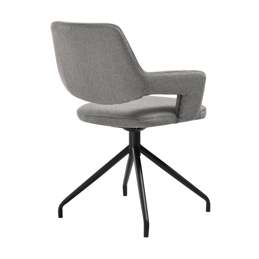 Penny Swivel Upholstered Dining Chair in Gray Fabric with Black Metal Legs - Set of 2 By Armen Living | Dining Chairs | Modishstore - 7