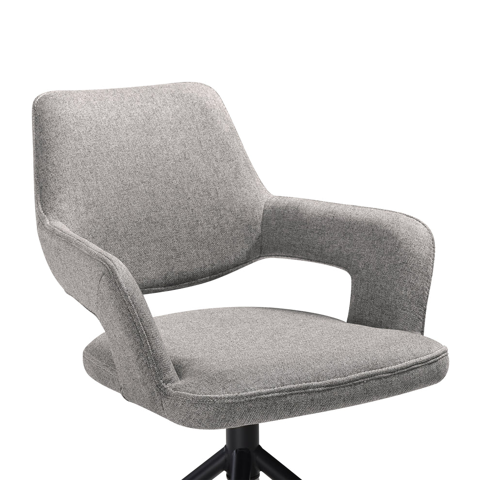 Penny Swivel Upholstered Dining Chair in Gray Fabric with Black Metal Legs - Set of 2 By Armen Living | Dining Chairs | Modishstore - 8
