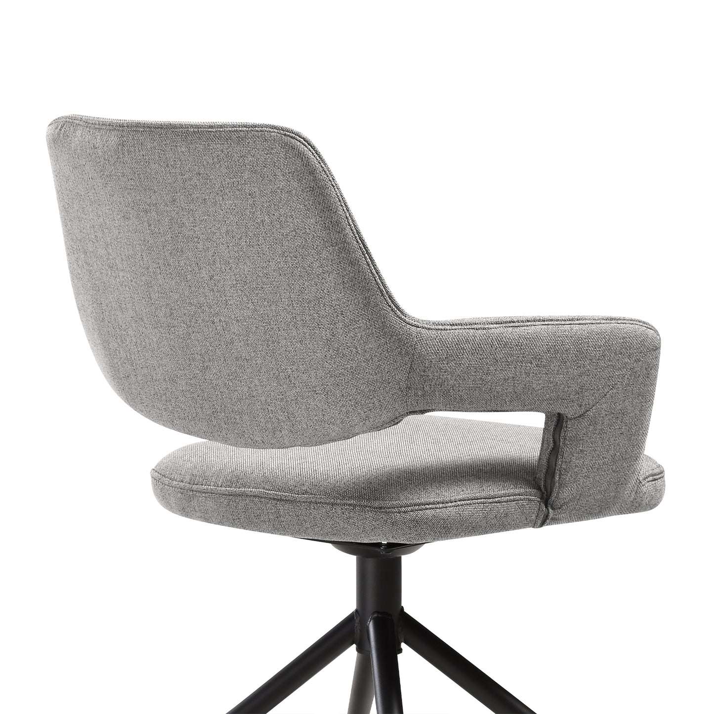 Penny Swivel Upholstered Dining Chair in Gray Fabric with Black Metal Legs - Set of 2 By Armen Living | Dining Chairs | Modishstore - 11