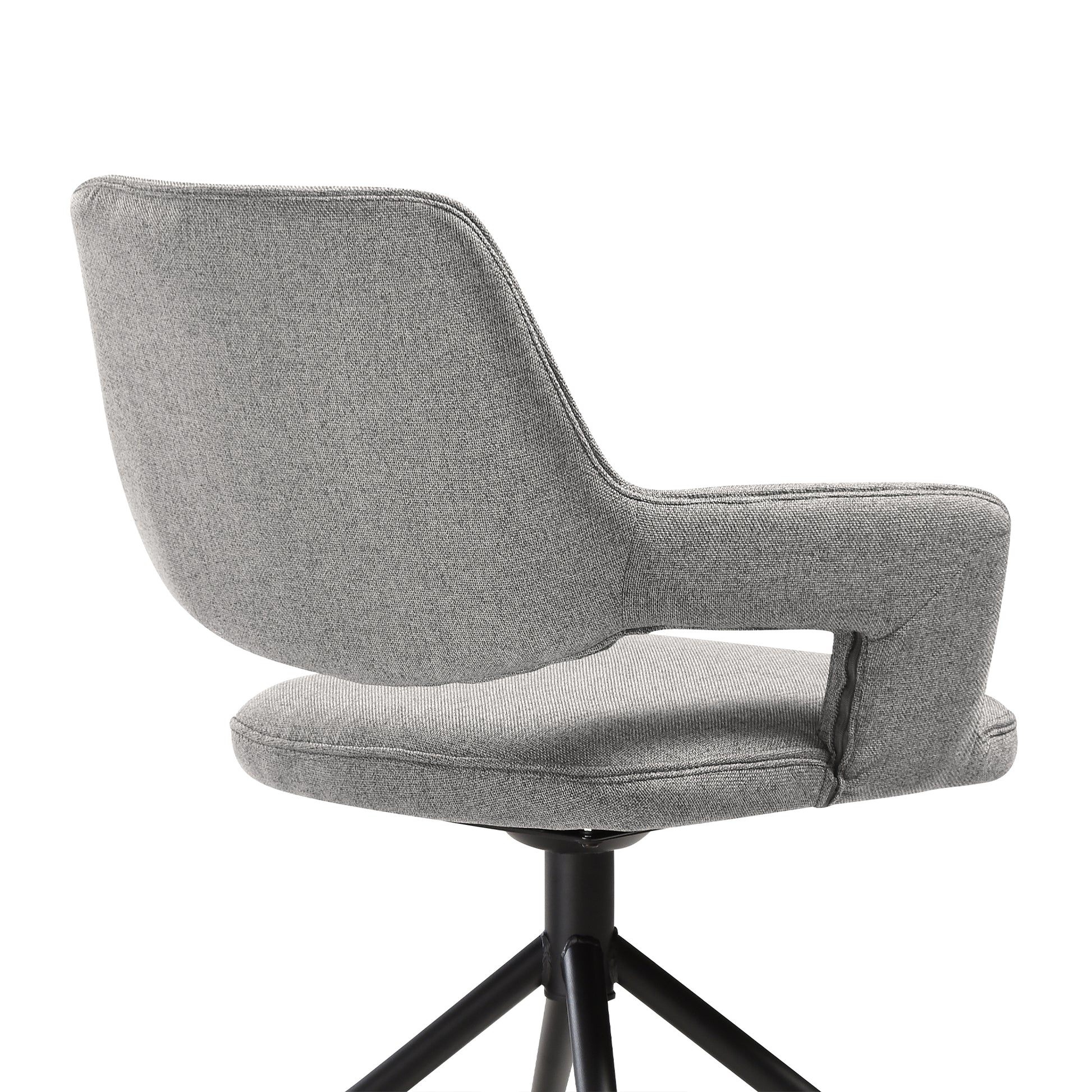 Penny Swivel Upholstered Dining Chair in Gray Fabric with Black Metal Legs - Set of 2 By Armen Living | Dining Chairs | Modishstore - 11