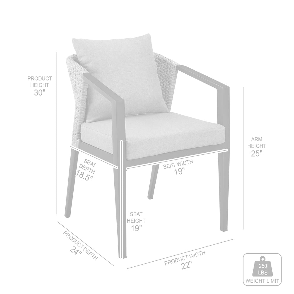 Palma Outdoor Patio Dining Chairs in Aluminum and Wicker with Gray Cushions - Set of 2 By Armen Living | Outdoor Chairs | Modishstore - 10