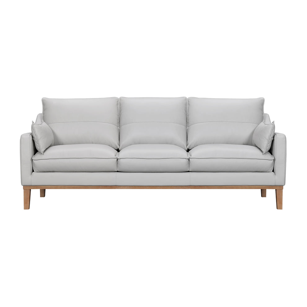 Pompeii 87" Dove Gray Leather Sofa By Armen Living | Sofas | Modishstore - 2