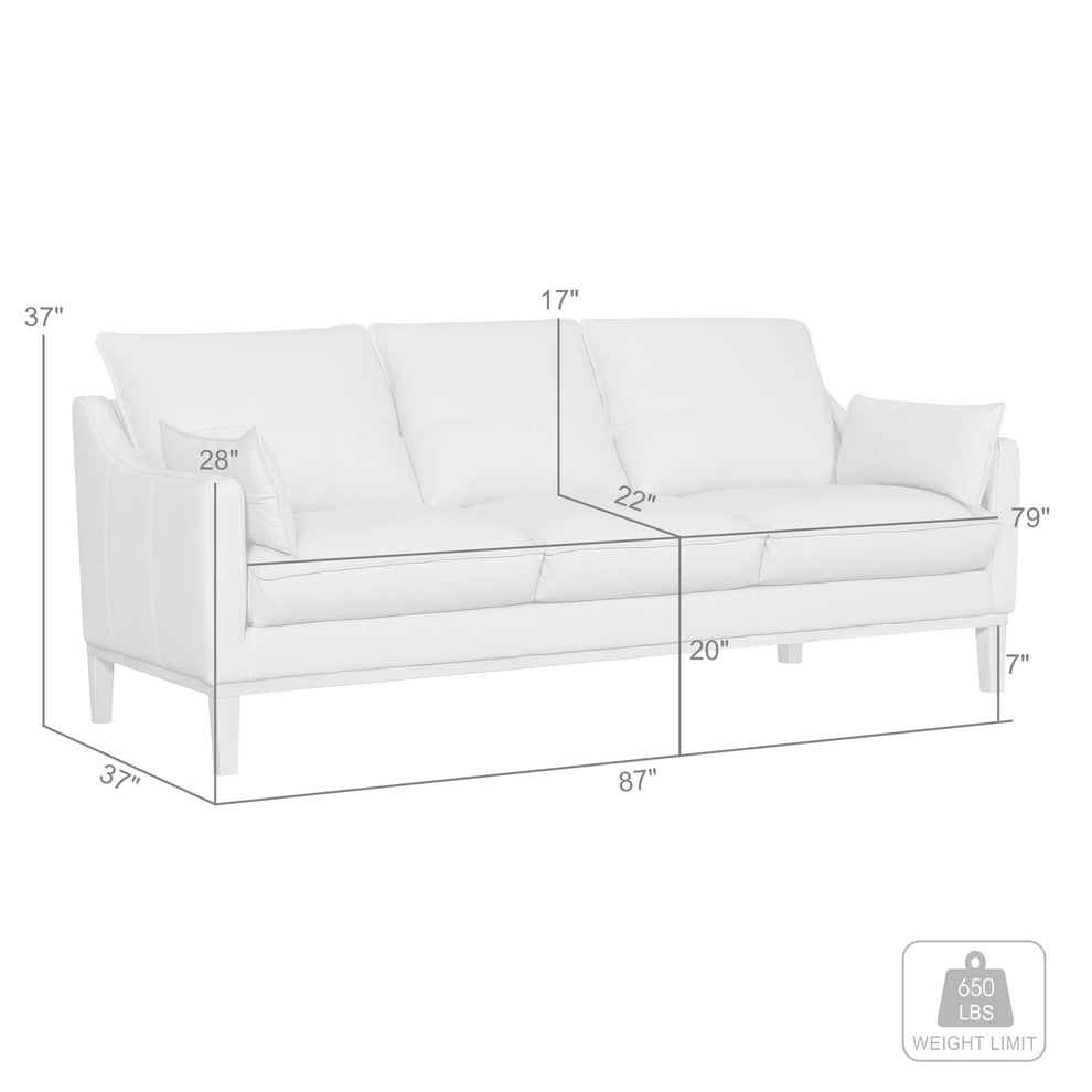 Pompeii 87" Dove Gray Leather Sofa By Armen Living | Sofas | Modishstore - 8