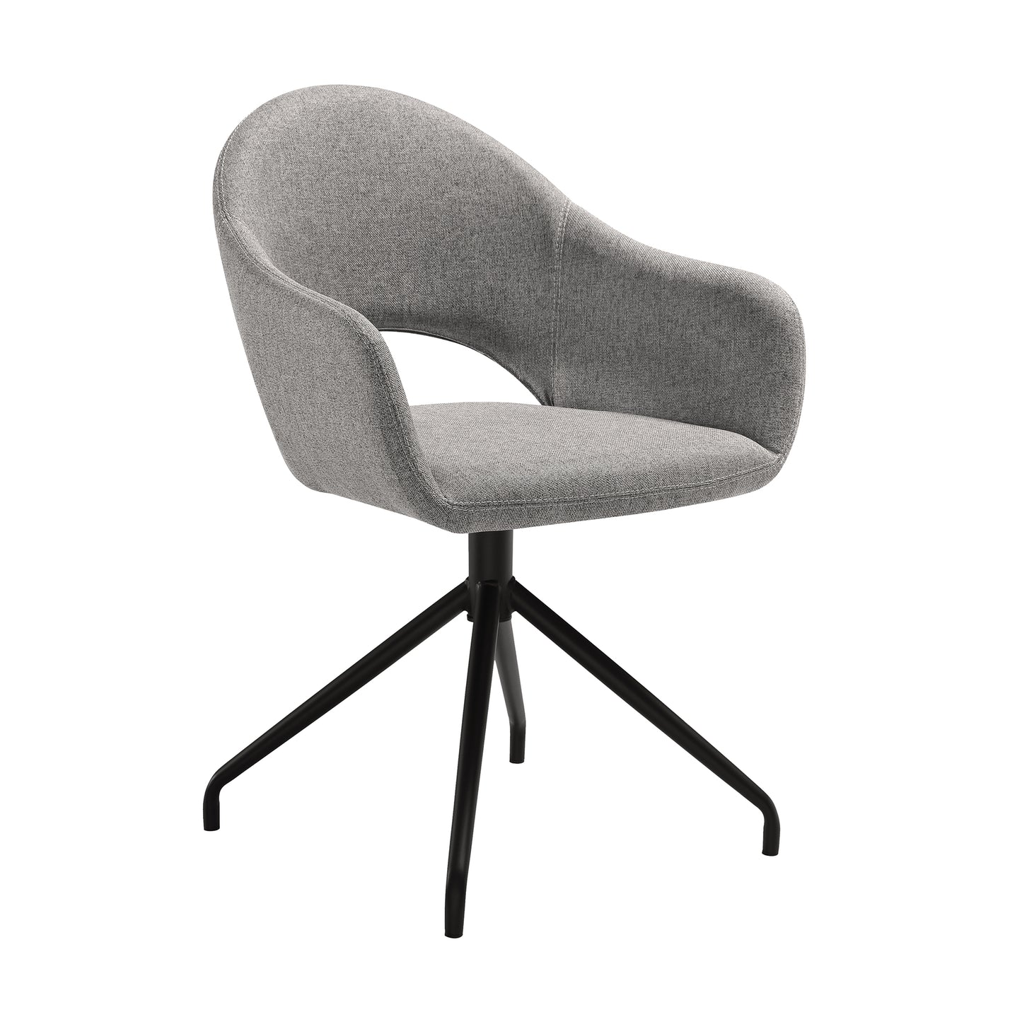 Pria Swivel Upholstered Dining Chair in Gray Fabric with Black Metal Legs - Set of 2 By Armen Living | Dining Chairs | Modishstore - 4