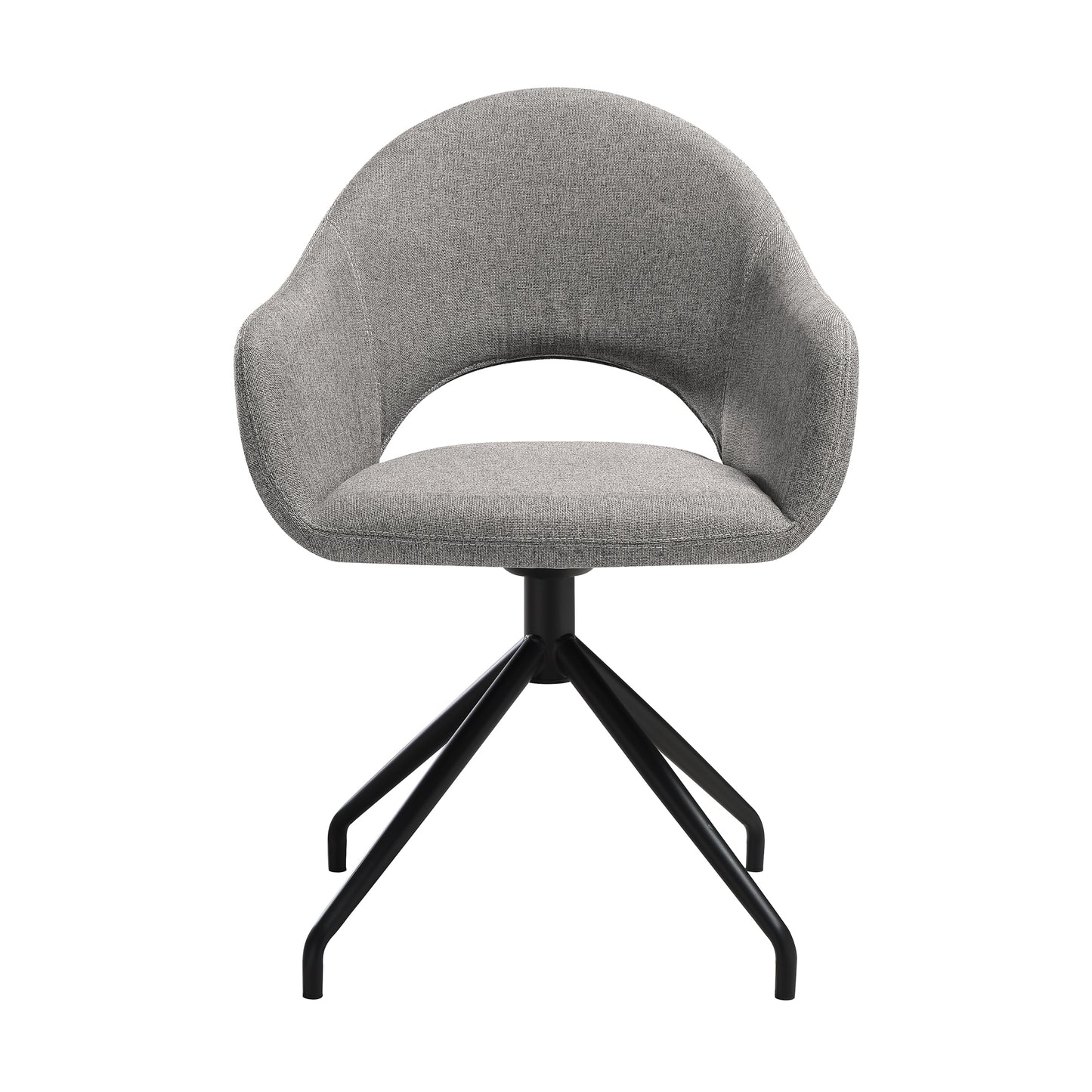 Pria Swivel Upholstered Dining Chair in Gray Fabric with Black Metal Legs - Set of 2 By Armen Living | Dining Chairs | Modishstore - 5