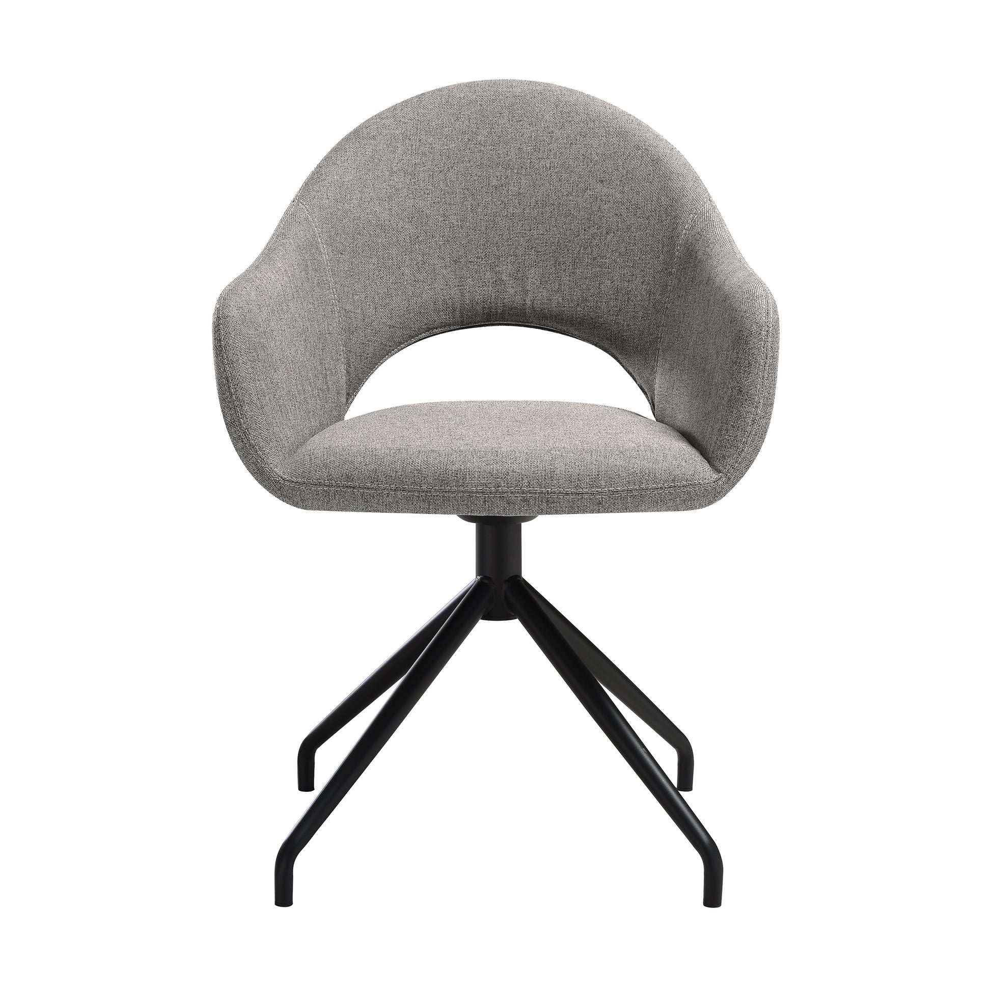 Pria Swivel Upholstered Dining Chair in Gray Fabric with Black Metal Legs - Set of 2 By Armen Living | Dining Chairs | Modishstore - 5