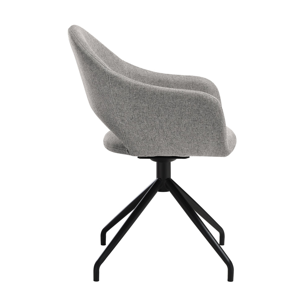 Pria Swivel Upholstered Dining Chair in Gray Fabric with Black Metal Legs - Set of 2 By Armen Living | Dining Chairs | Modishstore - 6