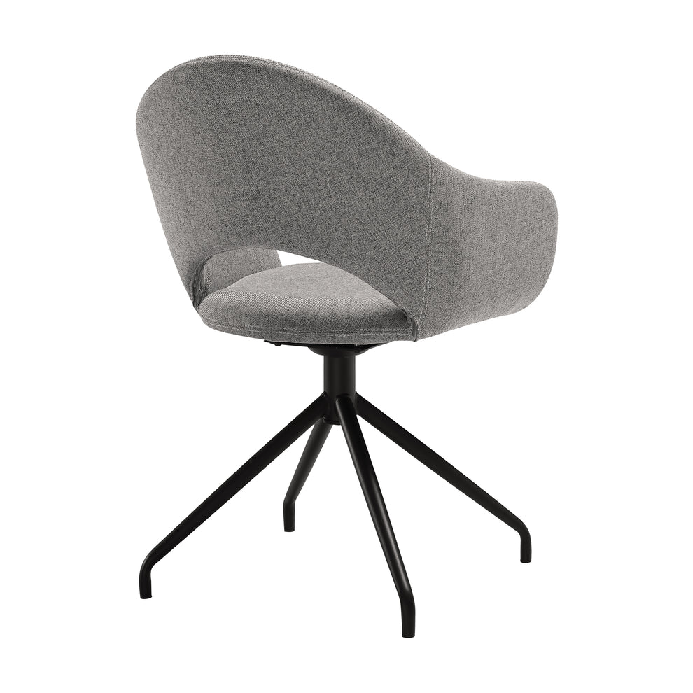 Pria Swivel Upholstered Dining Chair in Gray Fabric with Black Metal Legs - Set of 2 By Armen Living | Dining Chairs | Modishstore - 7