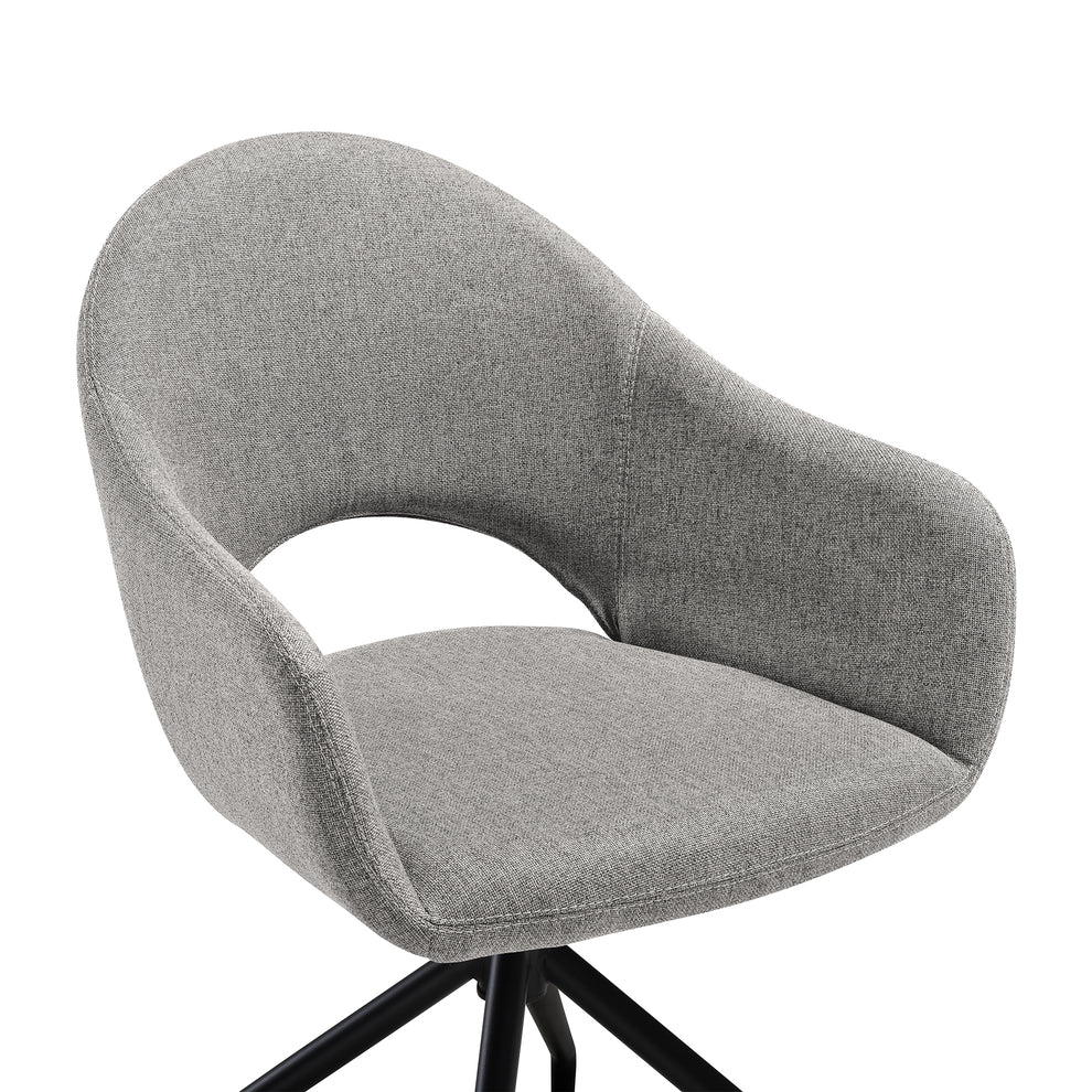 Pria Swivel Upholstered Dining Chair in Gray Fabric with Black Metal Legs - Set of 2 By Armen Living | Dining Chairs | Modishstore - 8