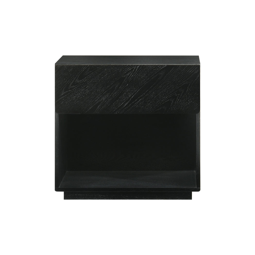 Petra 1 Drawer Wood Nightstand in Black Finish By Armen Living | Nightstands | Modishstore - 3
