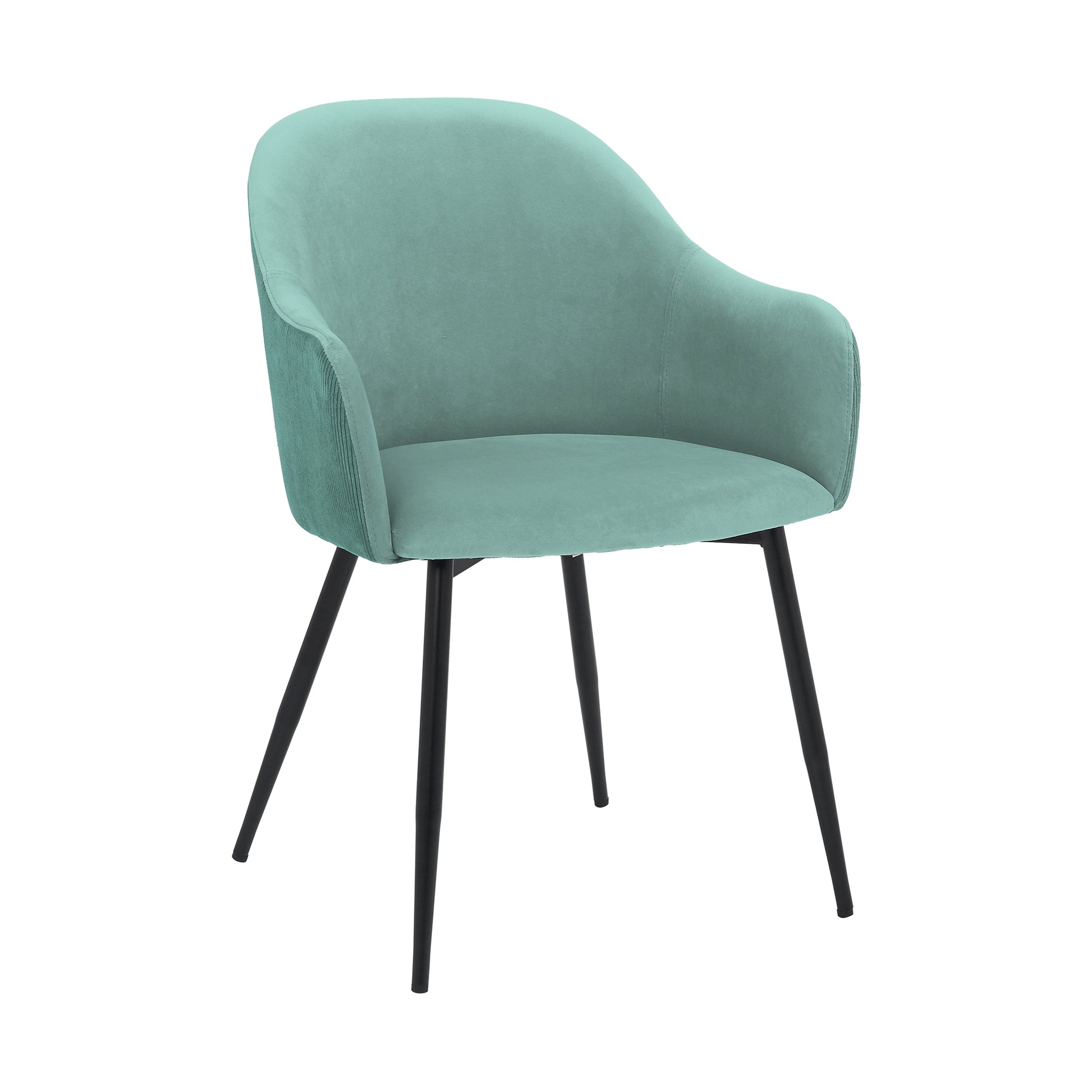 Pixie Two Tone Teal Fabric Dining Room Chair with Black Metal Legs By Armen Living | Dining Chairs | Modishstore - 2