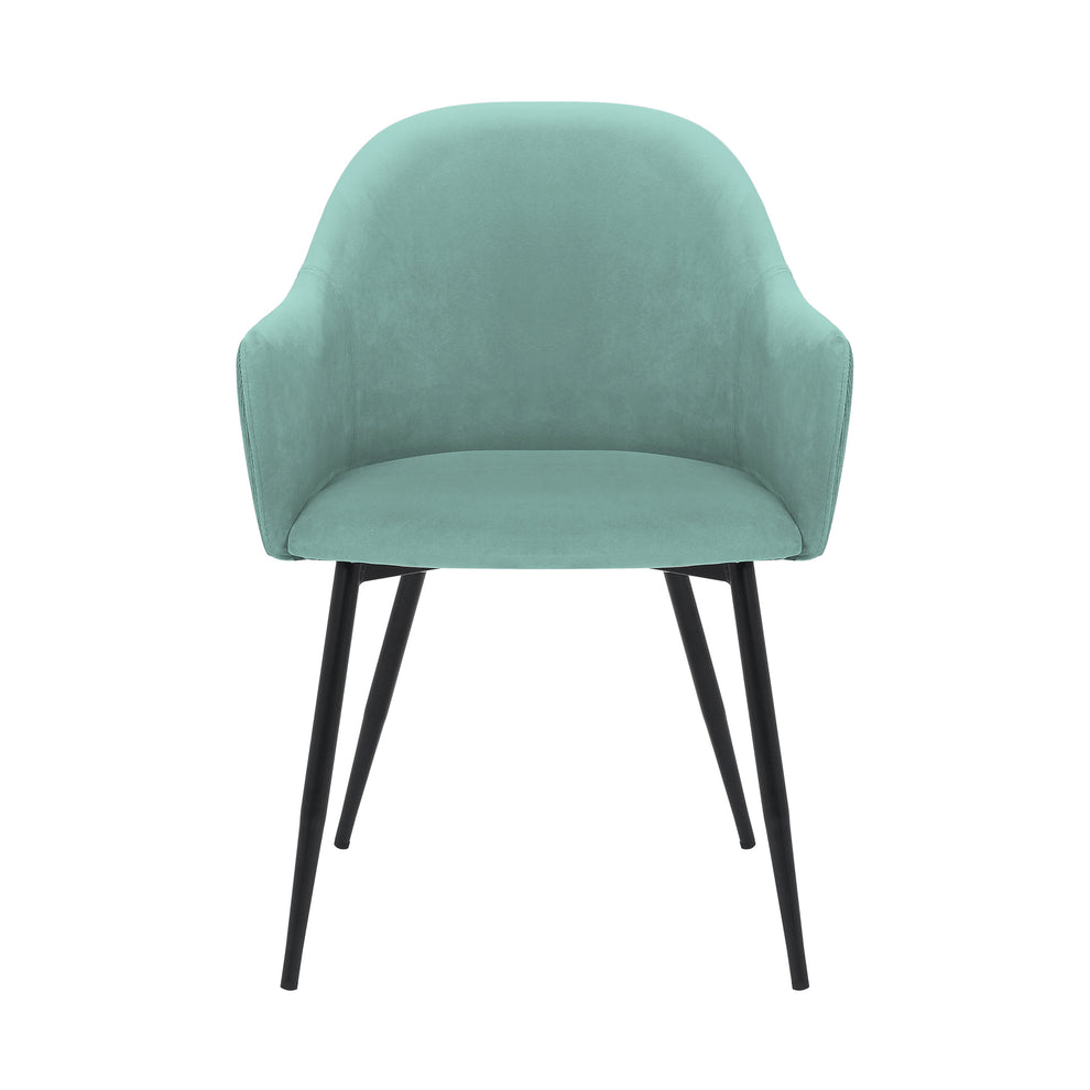 Pixie Two Tone Teal Fabric Dining Room Chair with Black Metal Legs By Armen Living | Dining Chairs | Modishstore - 3
