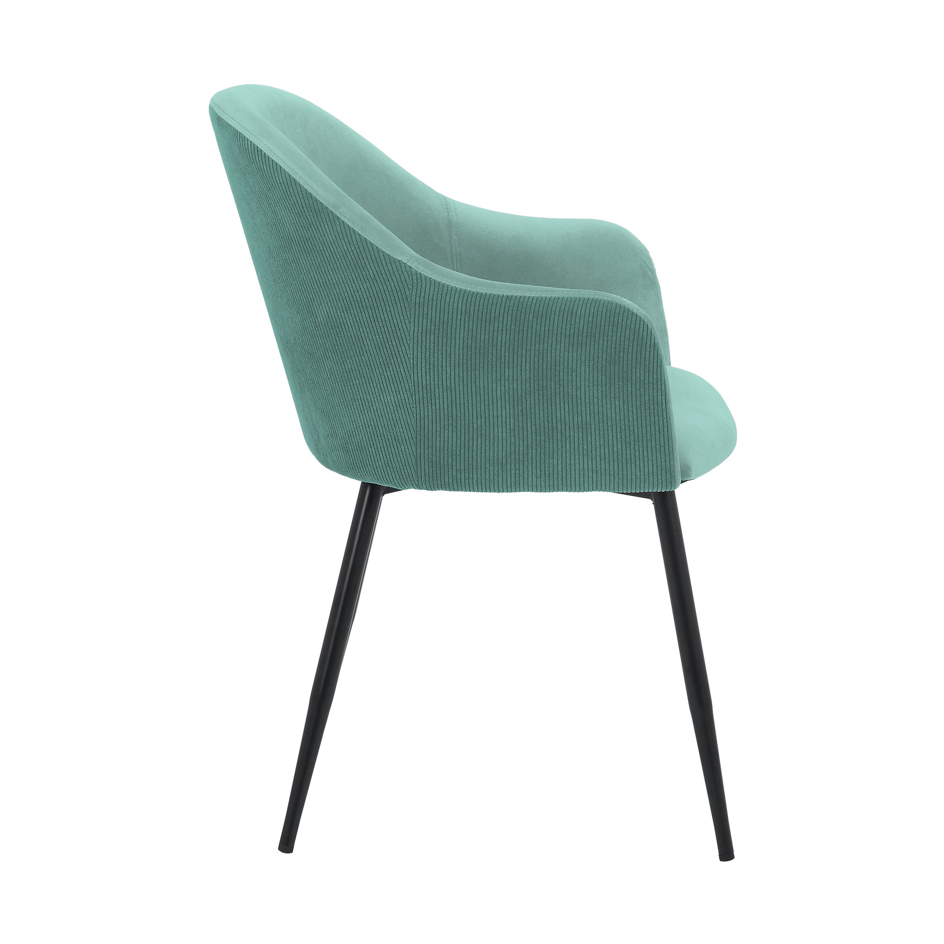 Pixie Two Tone Teal Fabric Dining Room Chair with Black Metal Legs By Armen Living | Dining Chairs | Modishstore - 4