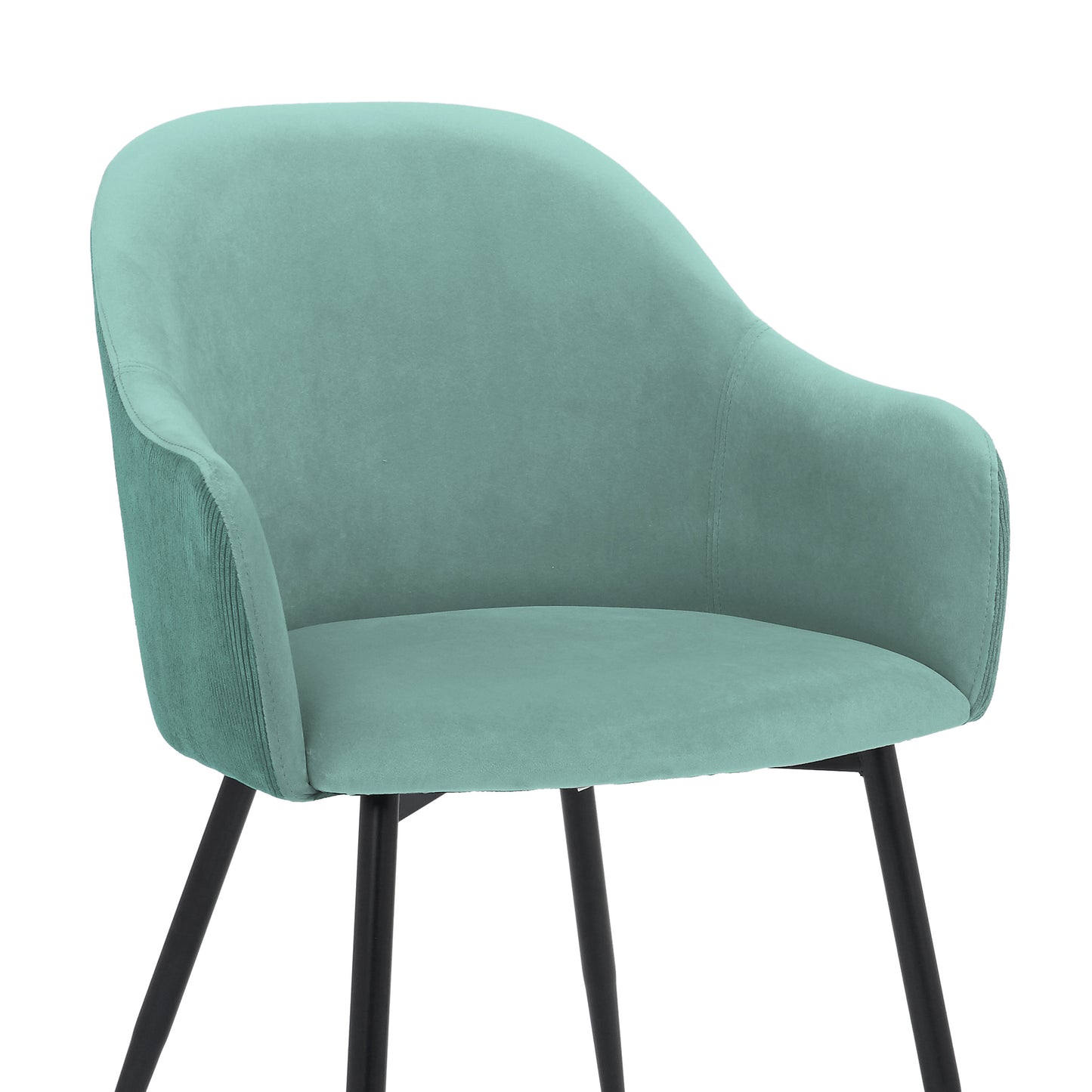 Pixie Two Tone Teal Fabric Dining Room Chair with Black Metal Legs By Armen Living | Dining Chairs | Modishstore - 7