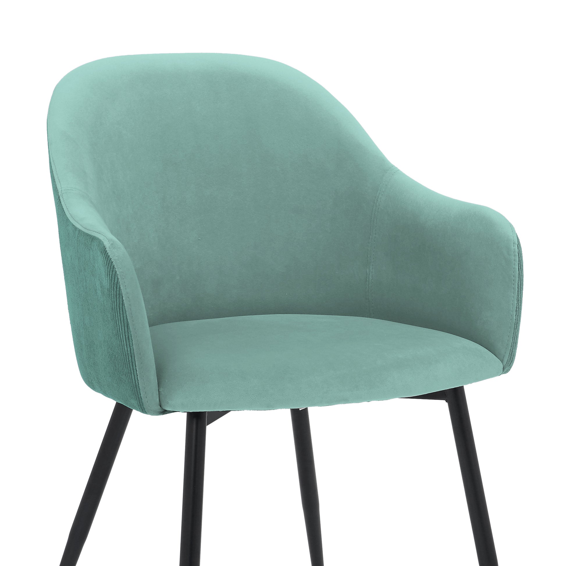 Pixie Two Tone Teal Fabric Dining Room Chair with Black Metal Legs By Armen Living | Dining Chairs | Modishstore - 7