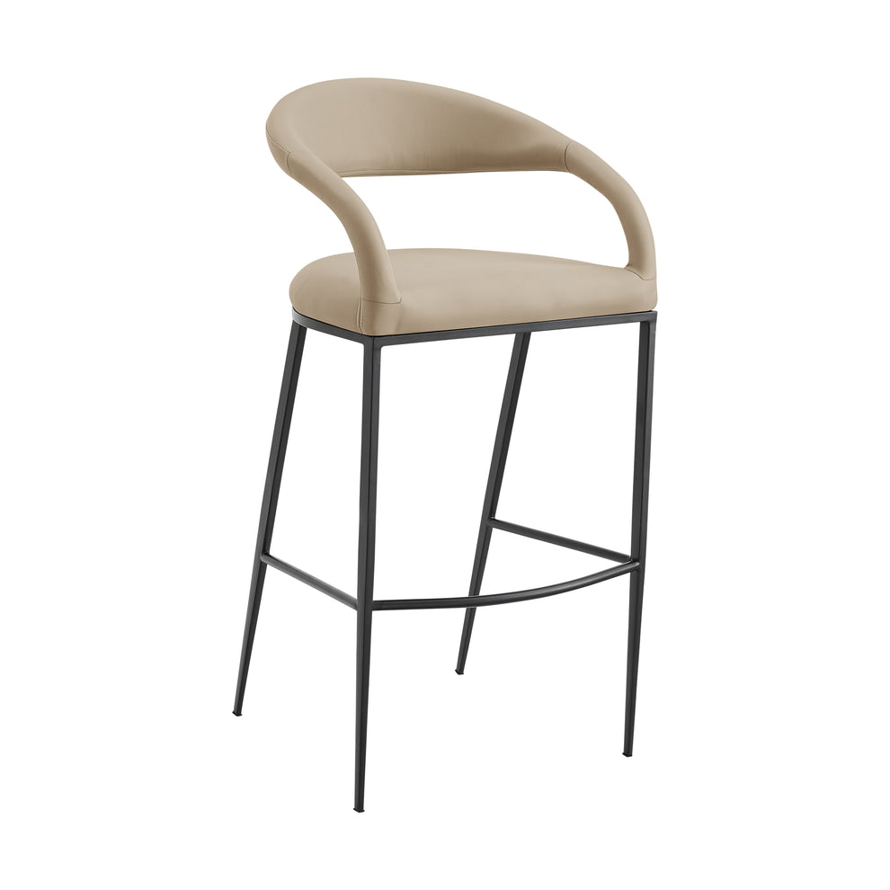 Ramona 26" Counter Stool with Matte Black Iron and Beige Faux Leather By Armen Living | Bar Stools | Modishstore - 2