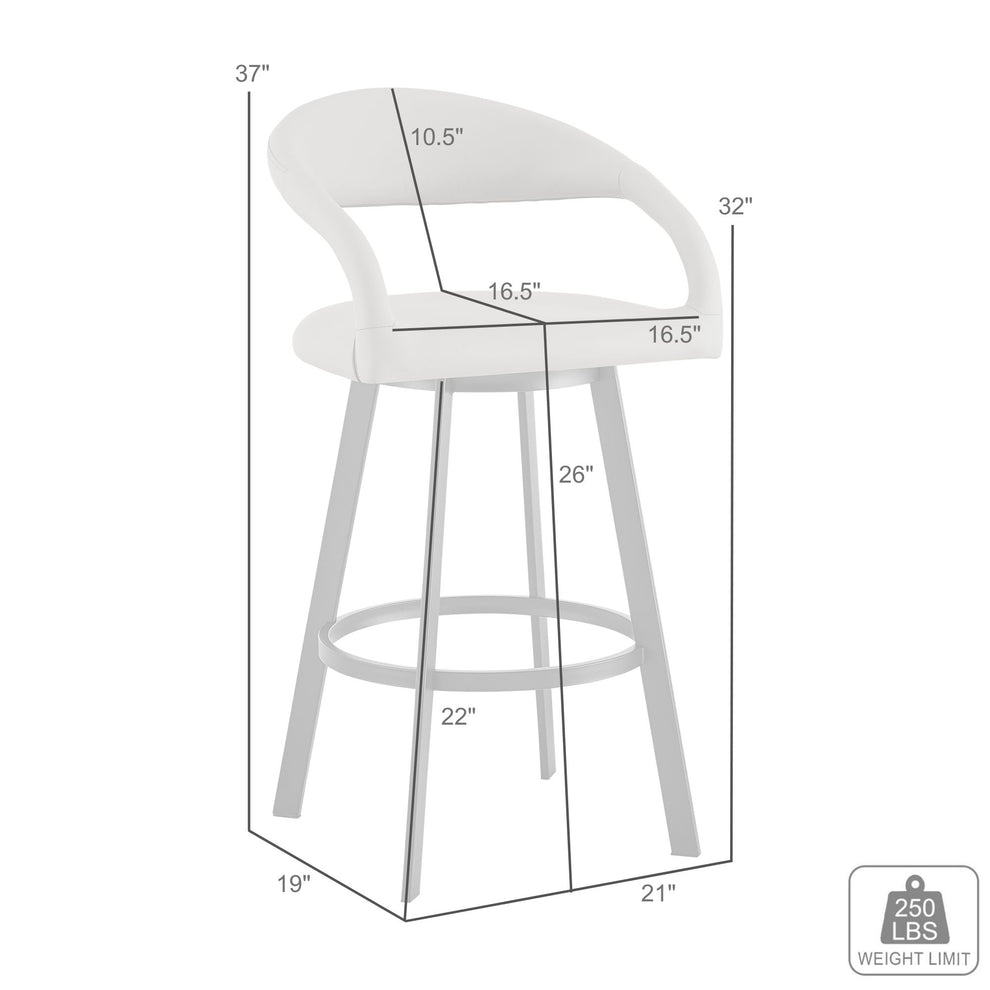 Ramona 26" Swivel Counter Stool with Matte Black Iron and Black Faux Leather By Armen Living | Bar Stools | Modishstore - 9