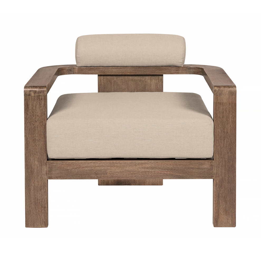 Relic Outdoor Patio Chair in Weathered Eucalyptus Wood with Taupe Olefin Cushions By Armen Living | Outdoor Chairs | Modishstore - 4