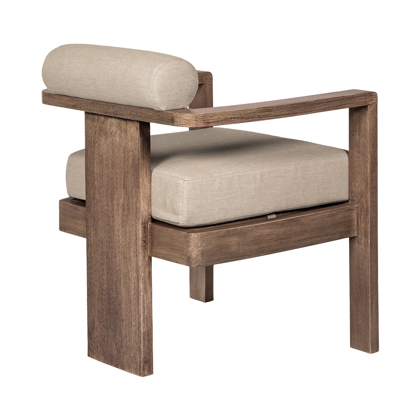 Relic Outdoor Patio Dining Chair in Weathered Eucalyptus Wood with Taupe Olefin Cushions By Armen Living | Outdoor Chairs | Modishstore - 6