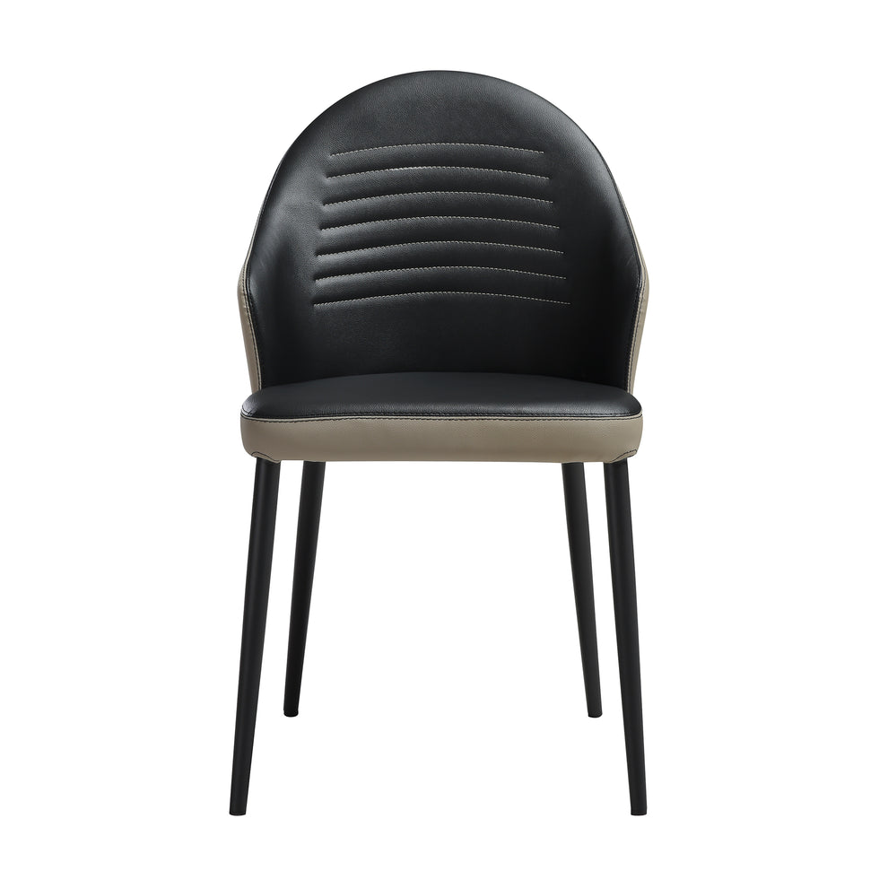 Rocco Upholstered Dining Chair in Taupe Gray and Black Faux Leather with Black Metal Legs - Set of 2 By Armen Living | Dining Chairs | Modishstore - 5
