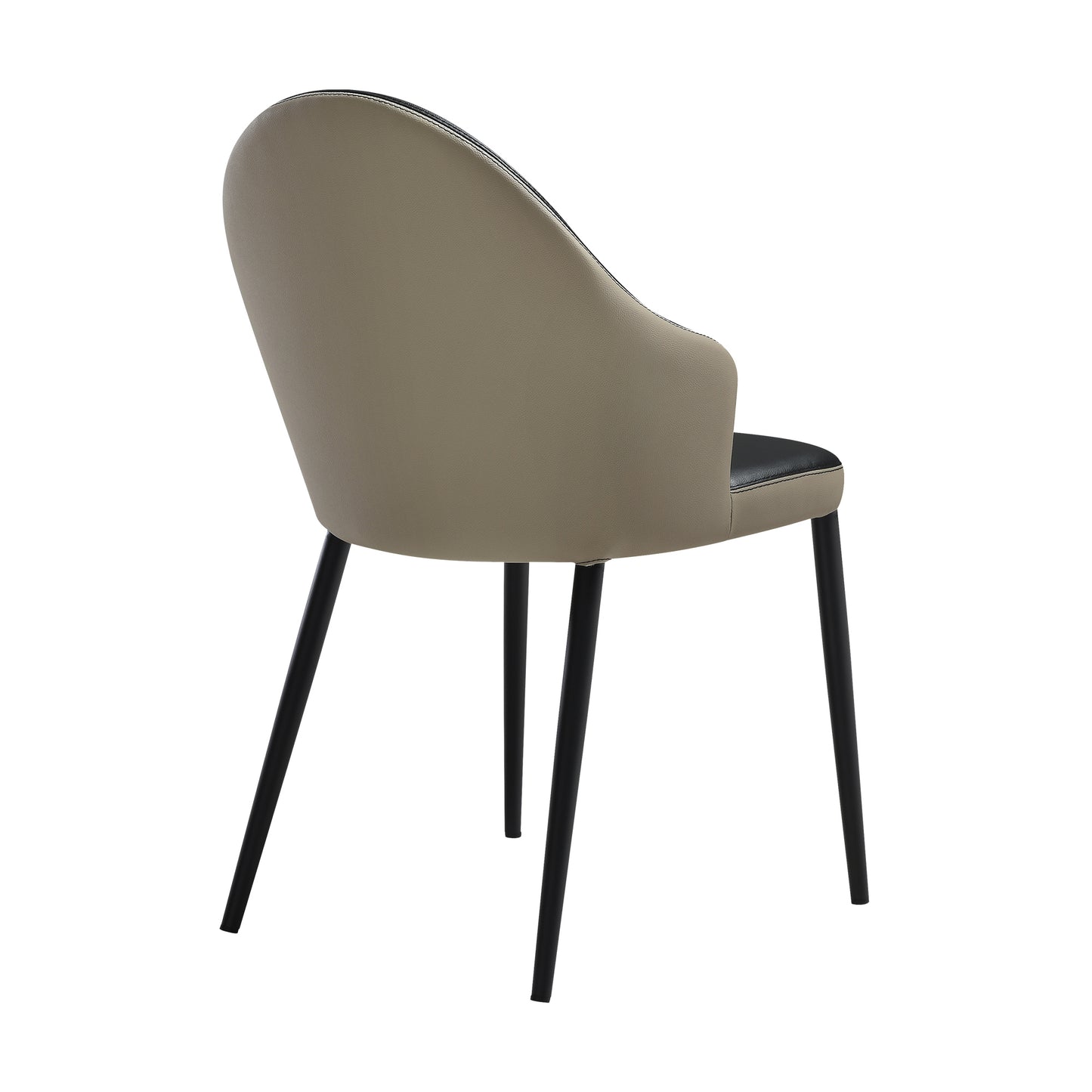 Rocco Upholstered Dining Chair in Taupe Gray and Black Faux Leather with Black Metal Legs - Set of 2 By Armen Living | Dining Chairs | Modishstore - 6