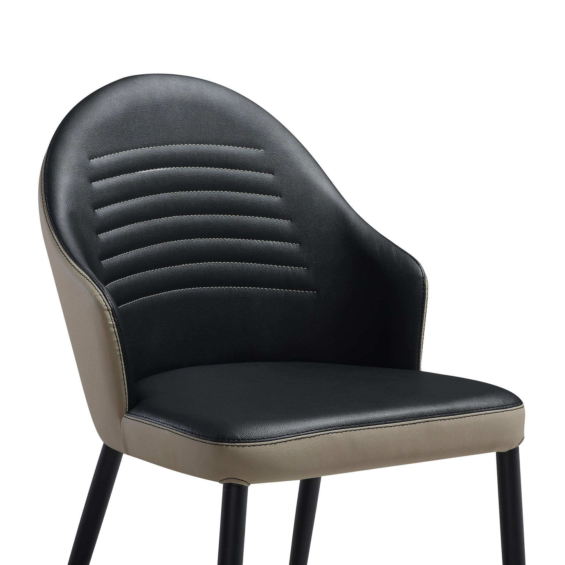 Rocco Upholstered Dining Chair in Taupe Gray and Black Faux Leather with Black Metal Legs - Set of 2 By Armen Living | Dining Chairs | Modishstore - 7