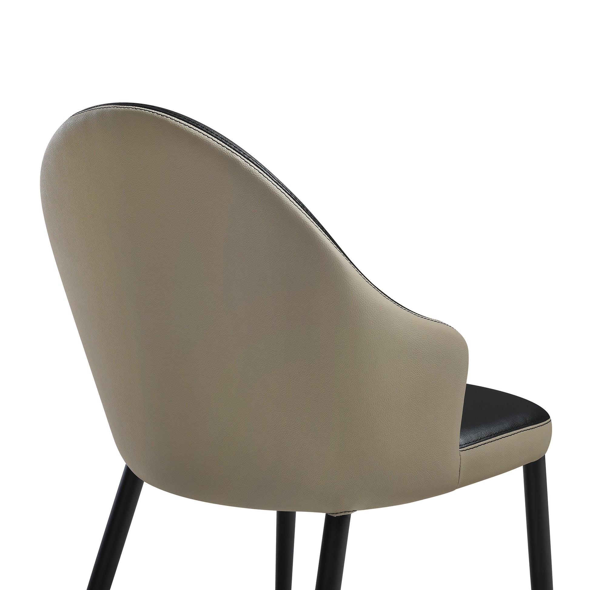 Rocco Upholstered Dining Chair in Taupe Gray and Black Faux Leather with Black Metal Legs - Set of 2 By Armen Living | Dining Chairs | Modishstore - 12