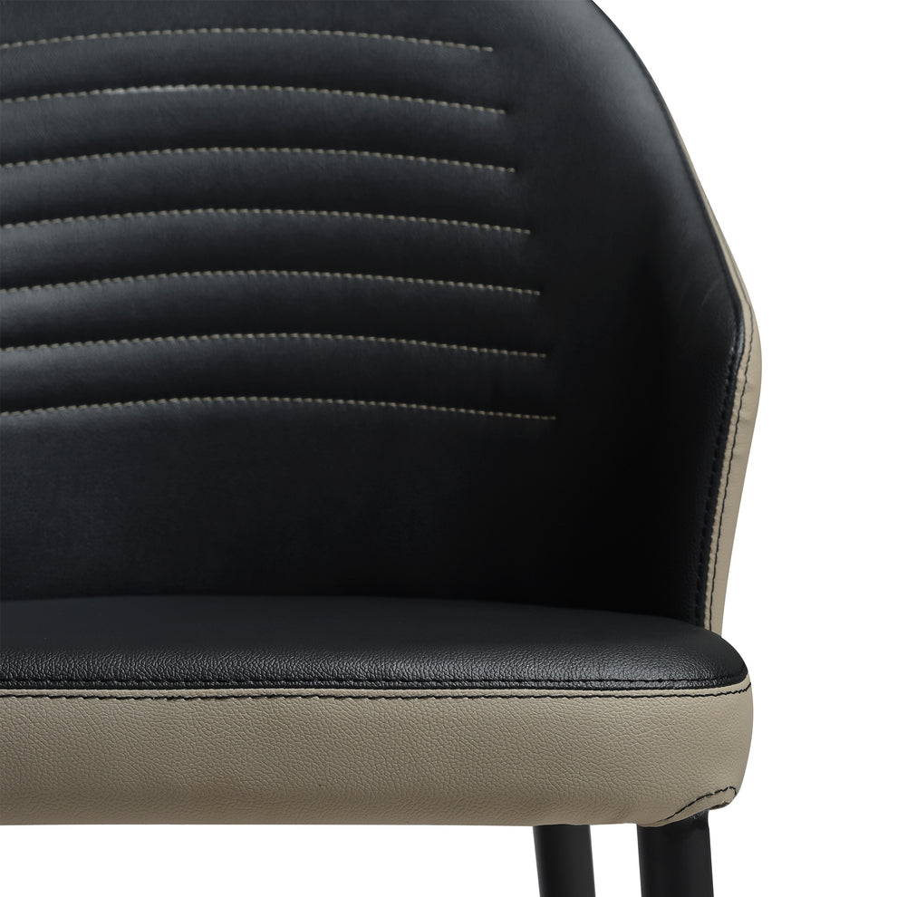 Rocco Upholstered Dining Chair in Taupe Gray and Black Faux Leather with Black Metal Legs - Set of 2 By Armen Living | Dining Chairs | Modishstore - 9