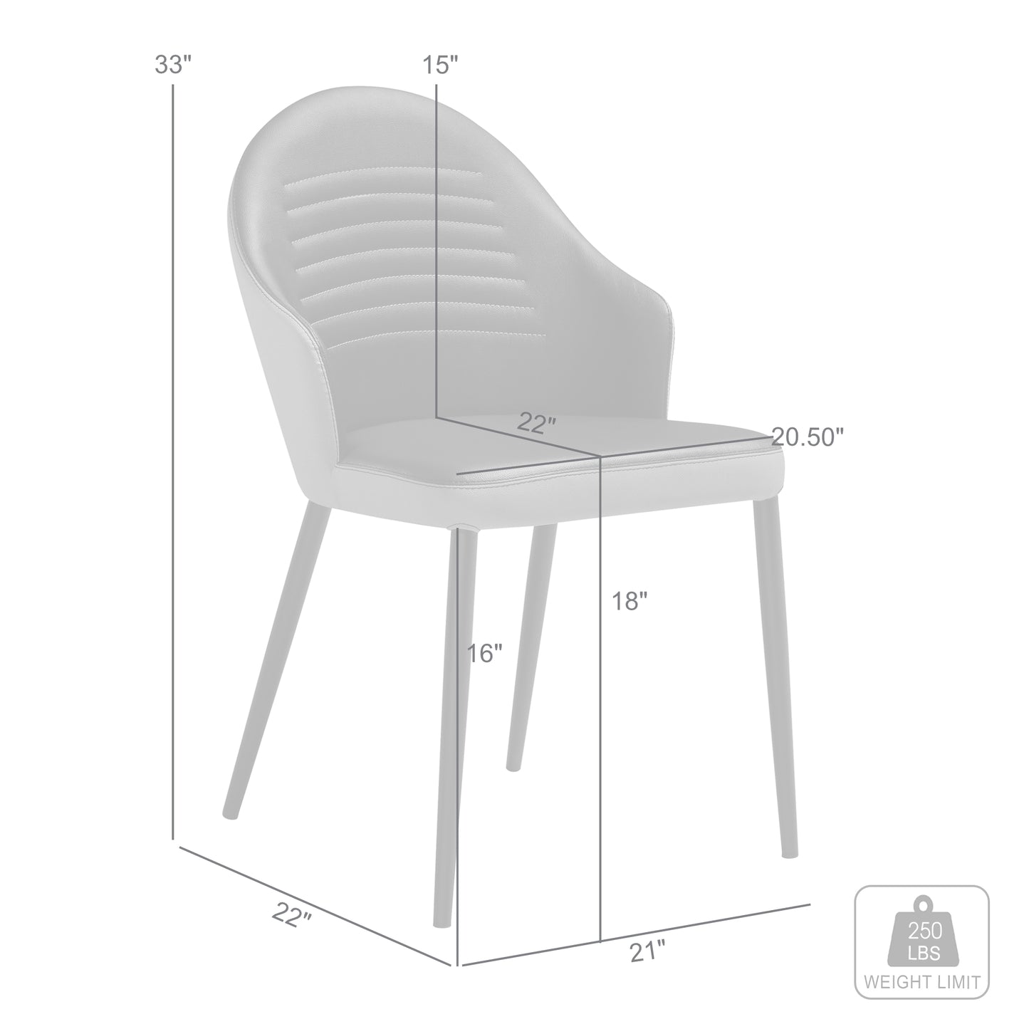 Rocco Upholstered Dining Chair in Taupe Gray and Black Faux Leather with Black Metal Legs - Set of 2 By Armen Living | Dining Chairs | Modishstore - 11