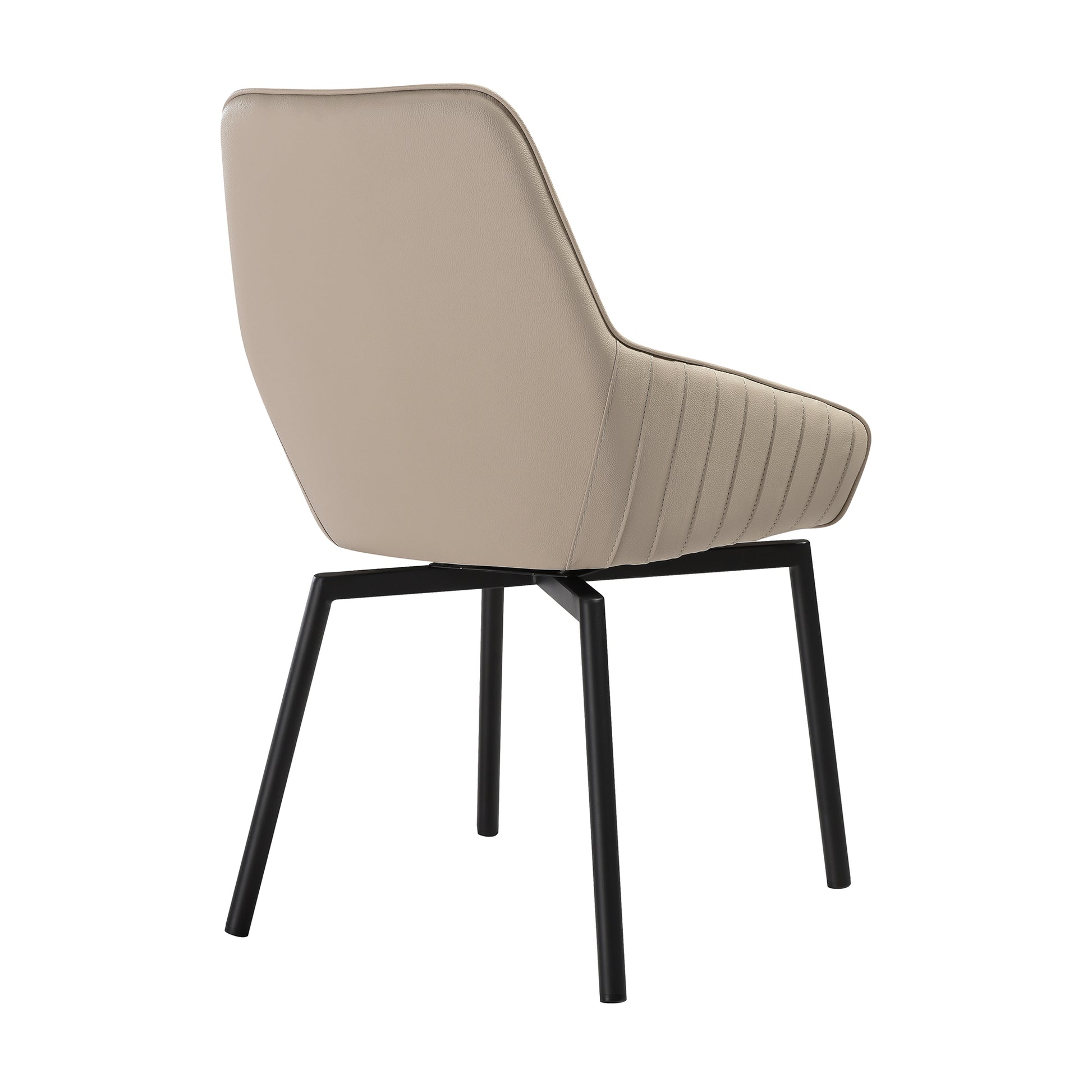 Shilo Swivel Upholstered Dining Chair in Champagne Faux Leather with Black Metal Legs - Set of 2 By Armen Living | Dining Chairs | Modishstore - 6