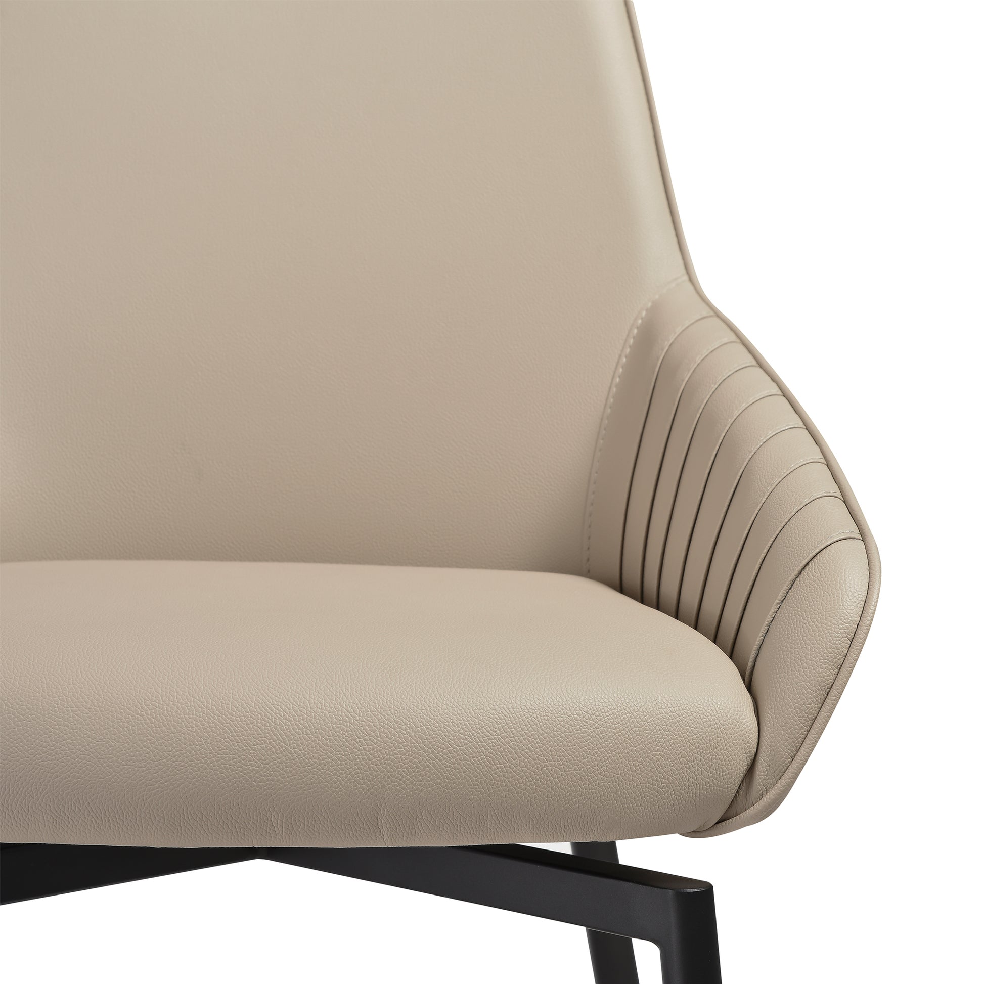 Shilo Swivel Upholstered Dining Chair in Champagne Faux Leather with Black Metal Legs - Set of 2 By Armen Living | Dining Chairs | Modishstore - 9