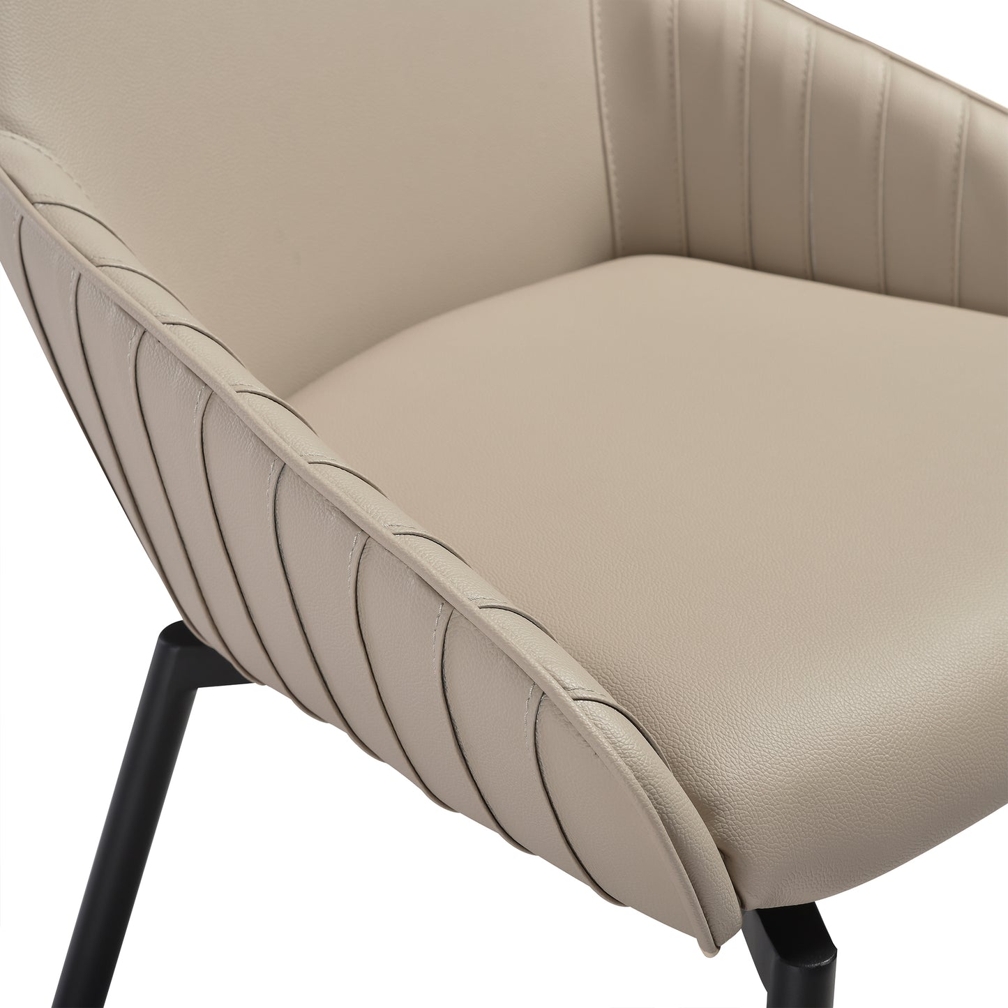 Shilo Swivel Upholstered Dining Chair in Champagne Faux Leather with Black Metal Legs - Set of 2 By Armen Living | Dining Chairs | Modishstore - 10