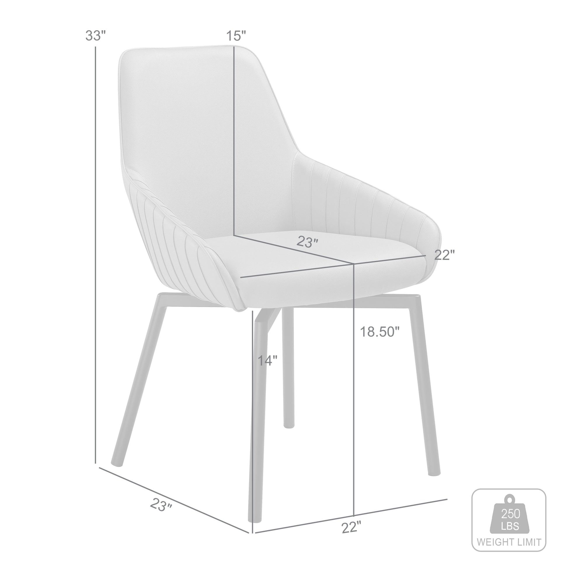 Shilo Swivel Upholstered Dining Chair in Champagne Faux Leather with Black Metal Legs - Set of 2 By Armen Living | Dining Chairs | Modishstore - 11