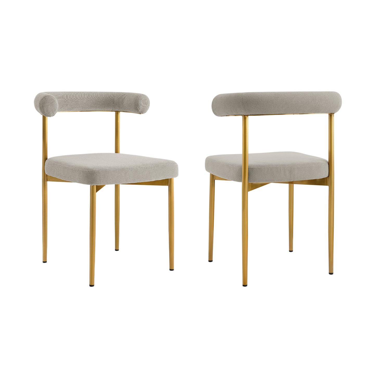 Shannon Dining Chair with Gold Brushed Stainless Steel and Taupe Fabric - Set of 2 By Armen Living | Dining Chairs | Modishstore - 3