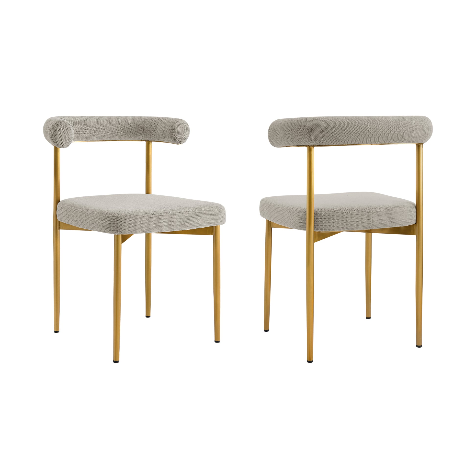 Shannon Dining Chair with Gold Brushed Stainless Steel and Taupe Fabric - Set of 2 By Armen Living | Dining Chairs | Modishstore - 3