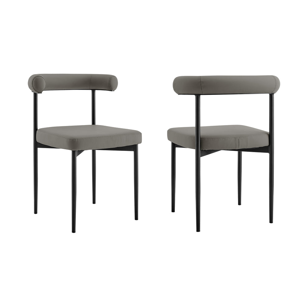 Shannon Dining Chair with Matte Black Iron and Thundercloud Gray Fabric - Set of 2 By Armen Living | Dining Chairs | Modishstore - 39