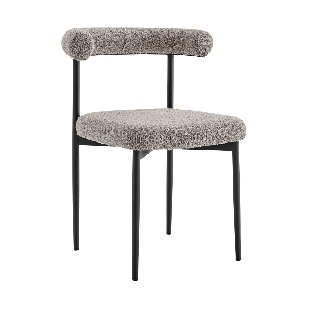 Shannon Dining Chair with Matte Black Iron and Thundercloud Gray Fabric - Set of 2 By Armen Living | Dining Chairs | Modishstore - 4