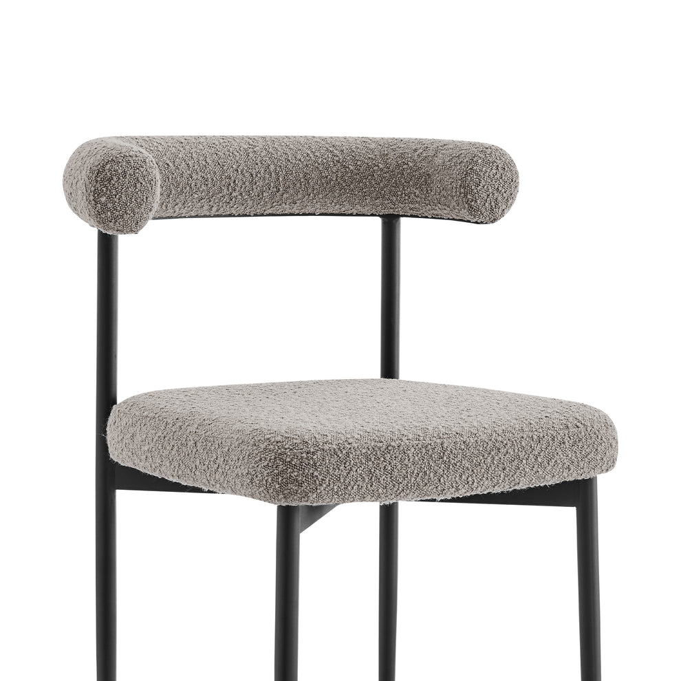 Shannon Dining Chair with Matte Black Iron and Thundercloud Gray Fabric - Set of 2 By Armen Living | Dining Chairs | Modishstore - 7