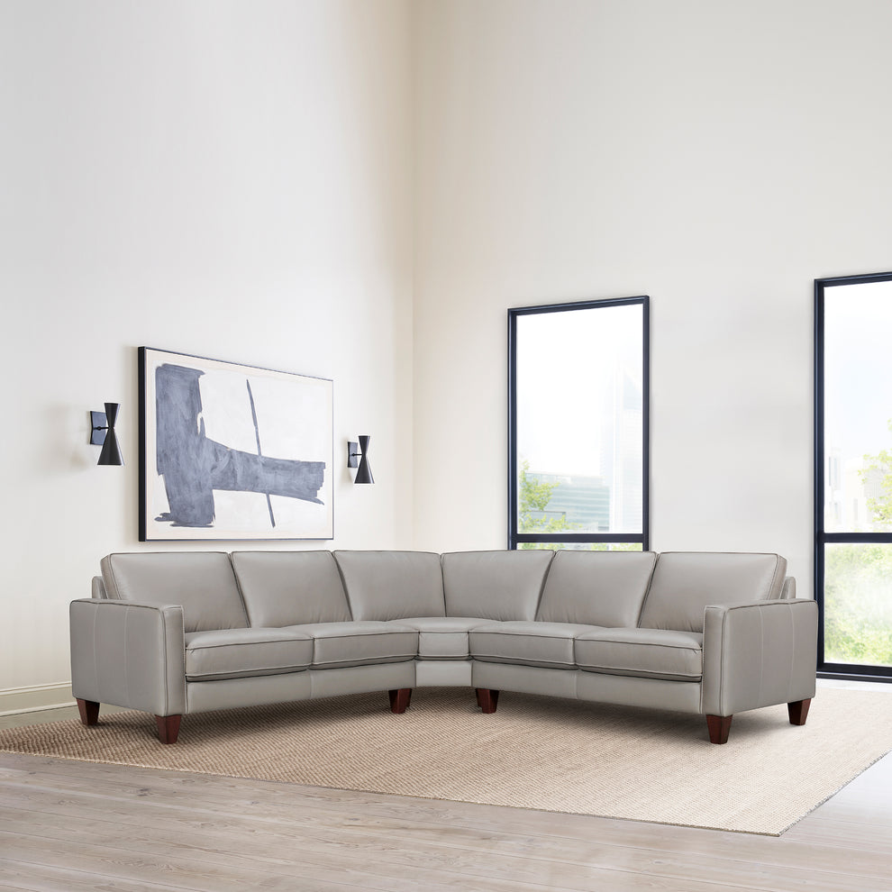 Summit 3 Piece Pewter Leather Sectional Sofa By Armen Living | Sectional | Modishstore - 10
