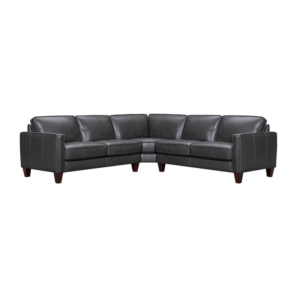 Summit 3 Piece Pewter Leather Sectional Sofa By Armen Living | Sectional | Modishstore - 2