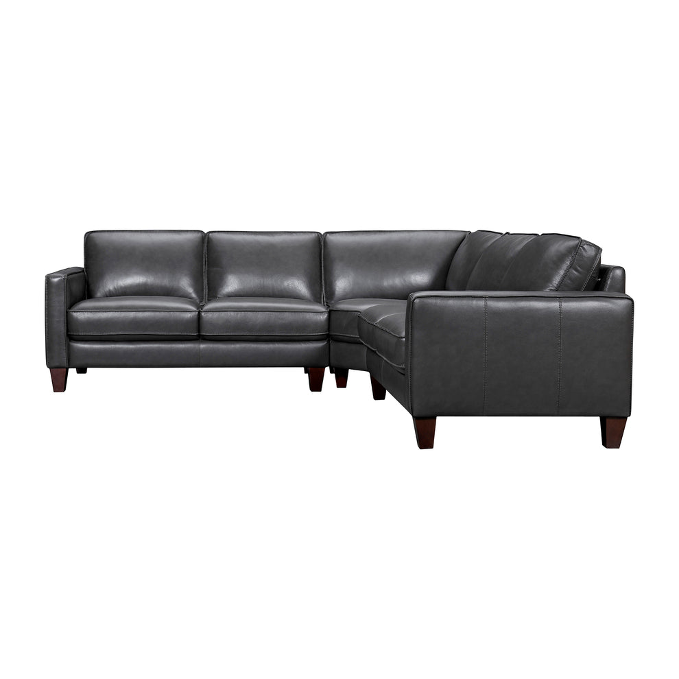 Summit 3 Piece Pewter Leather Sectional Sofa By Armen Living | Sectional | Modishstore - 3