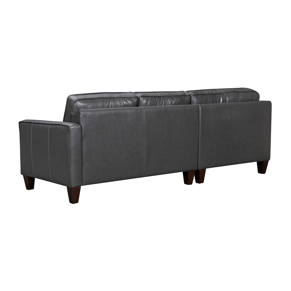 Summit 3 Piece Pewter Leather Sectional Sofa By Armen Living | Sectional | Modishstore - 4