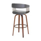 Topanga 26" Swivel Walnut Wood Counter Stool in Gray Faux Leather with Golden Bronze Metal By Armen Living | Bar Stools | Modishstore - 4