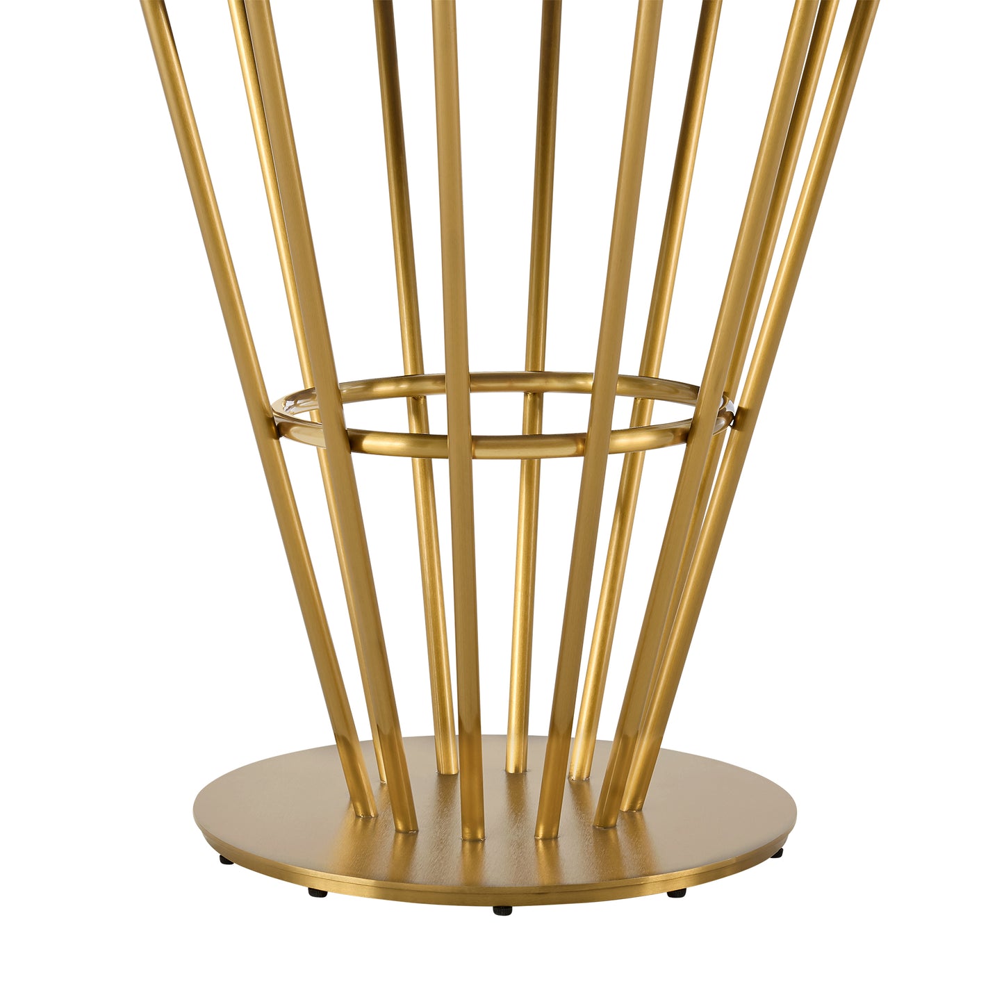 Veronica 48" Round Dining Table in Gold Stainless Steel Base with Walnut Panel and Glass Tabletop By Armen Living | Dining Tables | Modishstore - 8