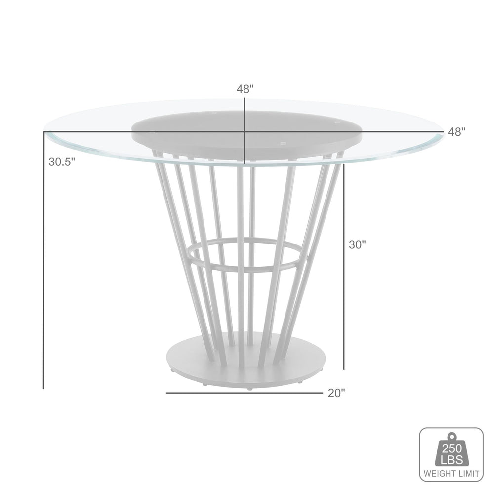Veronica 48" Round Dining Table in Gold Stainless Steel Base with Walnut Panel and Glass Tabletop By Armen Living | Dining Tables | Modishstore - 9