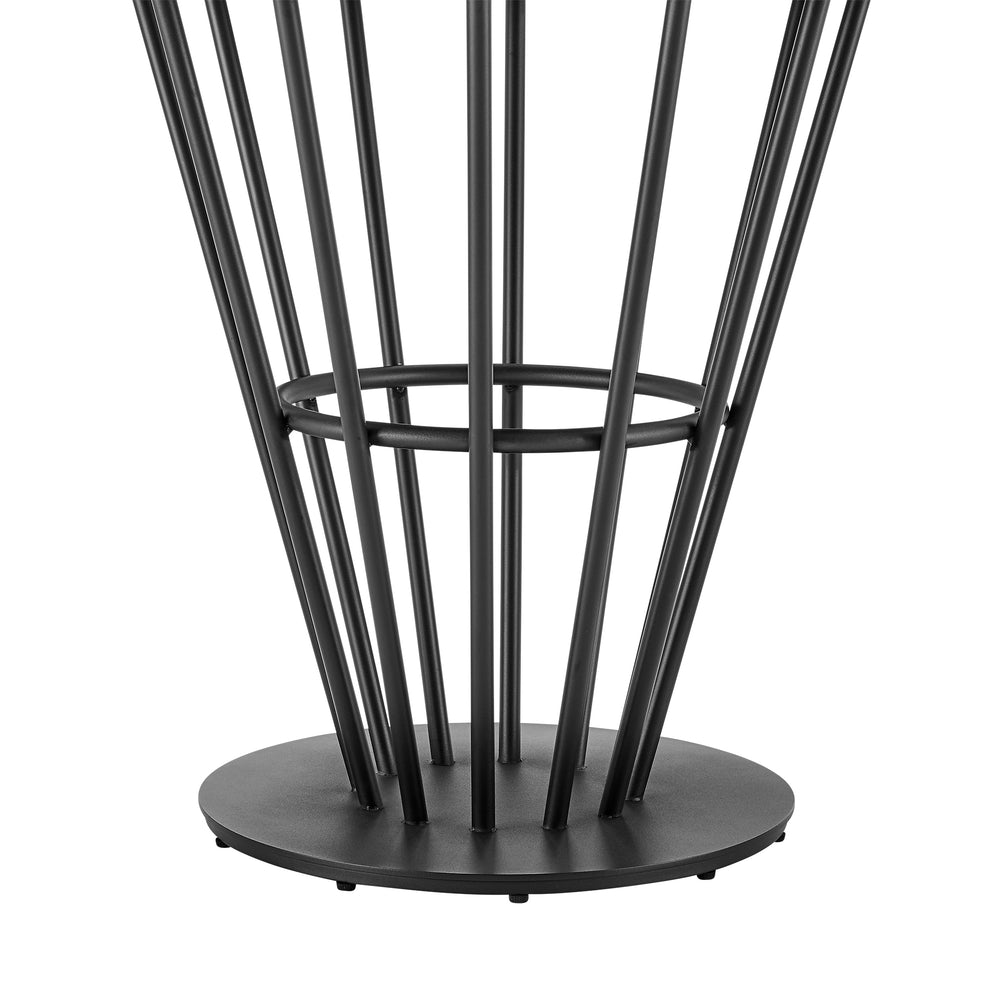 Veronica 48" Round Dining Table in Black Iron Base with Walnut Panel and Glass Tabletop By Armen Living | Dining Tables | Modishstore - 8