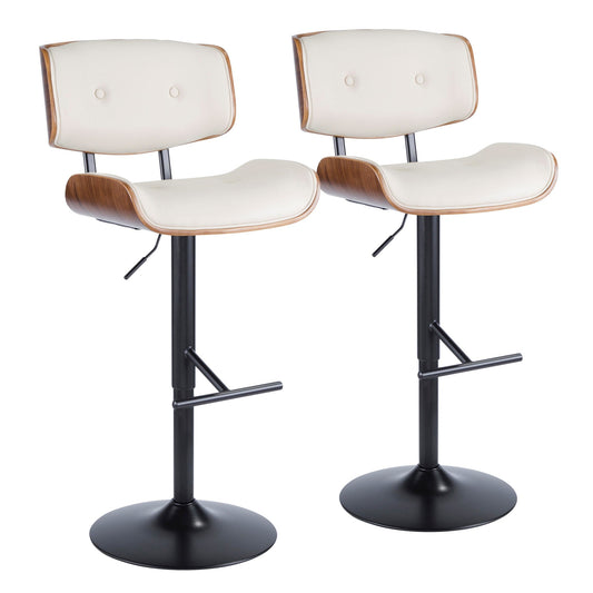Lombardi Adjustable Barstool - Set of 2 Cream By LumiSource | Bar Stools | Modishstore