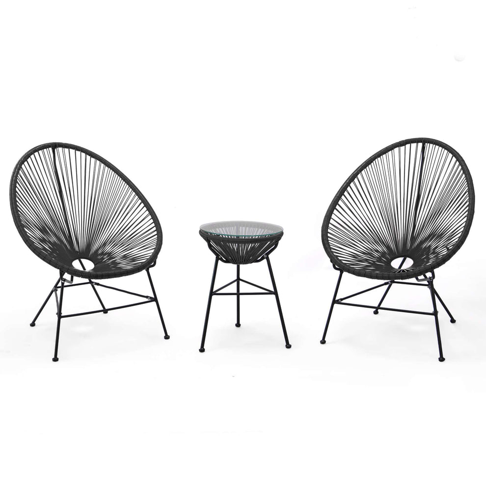LeisureMod Montara 3 Piece Outdoor Lounge Patio Chair With Glass Top Table | Outdoor Chairs | Modishstore - 16