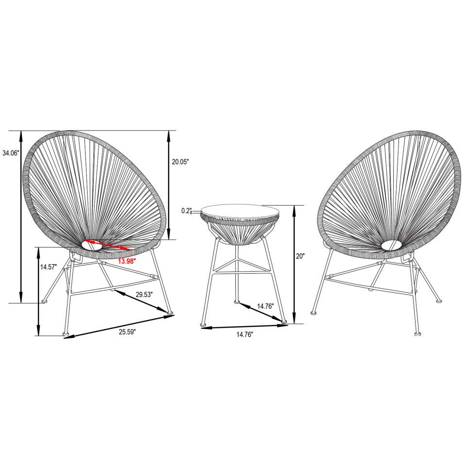 LeisureMod Montara 3 Piece Outdoor Lounge Patio Chair With Glass Top Table | Outdoor Chairs | Modishstore - 35